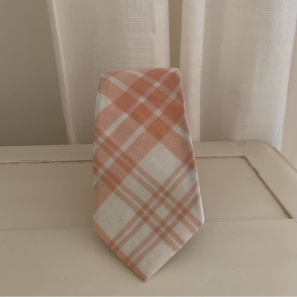 NWT Steven Alan Cotton Tie Peach Plaid - Picture 2 of 5